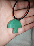 Natural Green Aventurine Mushroom Pendant Necklace | Polished Crystal Mushroom | Lucky Stone Jewellery | #89