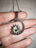 Natural Dalmatian Jasper Sun & Moon Pendant Necklace | Celestial Crystal Necklace | Polished Gemstone Jewellery | #91