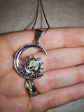 Natural Dalmatian Jasper Sun & Moon Pendant Necklace | Celestial Crystal Necklace | Polished Gemstone Jewellery | #91