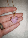 Rose Quartz Heart Pendant Necklace | Gold Wire Wrapped Crystal Heart | Love Stone Jewellery | #92