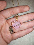 Rose Quartz Heart Pendant Necklace | Gold Wire Wrapped Crystal Heart | Love Stone Jewellery | #92