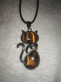 Tiger's Eye Cat Pendant Necklace | Genuine Tiger Eye Crystal Cat | Crystal Animal Jewellery | #94