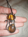 Tiger's Eye Cat Pendant Necklace | Genuine Tiger Eye Crystal Cat | Crystal Animal Jewellery | #94