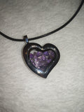 Amethyst Chip Floating Heart Pendant Necklace | Genuine Amethyst Crystal Heart Locket | Crystal Jewellery | #95