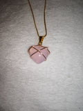 Rose Quartz Heart Wire Wrapped Pendant Necklace | Genuine Rose Quartz Crystal Heart | Gold Tone Jewellery | #98