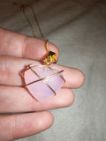 Rose Quartz Heart Wire Wrapped Pendant Necklace | Genuine Rose Quartz Crystal Heart | Gold Tone Jewellery | #98