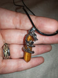 Tiger's Eye Dragon Point Pendant Necklace | Genuine Tiger's Eye Crystal | Dragon Wrapped Crystal Jewellery | #102