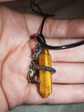 Tiger's Eye Dragon Point Pendant Necklace | Genuine Tiger's Eye Crystal | Dragon Wrapped Crystal Jewellery | #102