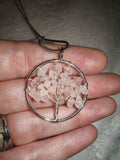 Rose Quartz Tree of Life Pendant Necklace | Genuine Rose Quartz Crystal | Wire Wrapped Tree Necklace | #110