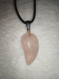 Rose Quartz Angel Wing Pendant Necklace | Genuine Rose Quartz Crystal | Carved Wing Jewellery | #111