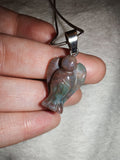 Bloodstone Angel Pendant Necklace | Genuine Carved Crystal Guardian Angel | Natural Heliotrope Gemstone | #114