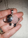 Rose Quartz Elephant Pendant Necklace | Genuine Natural Crystal Elephant | Polished Gemstone Necklace | #123