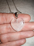 Clear Quartz Heart Pendant Necklace | Genuine Natural Crystal Heart | Polished Gemstone Necklace | #125
