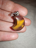 Mookaite Jasper Crescent Moon Pendant Necklace | Genuine Natural Mookaite Crystal Moon | Polished Gemstone Necklace | #128