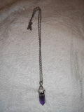 Chevron Amethyst Point Pendant Necklace | Natural Banded Amethyst Crystal Point | Silver Tone | #131