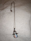 Opalite Angel Pendant Necklace | Guardian Angel Necklace | Blue Opalite Glass | Silver Tone | #132