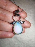 Opalite Angel Pendant Necklace | Guardian Angel Necklace | Blue Opalite Glass | Silver Tone | #132