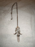 Rose Quartz Triple Moon Pentacle Pendant Necklace | Crystal Point Goddess Necklace | Wiccan Pagan Jewellery | #133