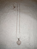 Rose Quartz Heart Pendant Necklace | Natural Crystal Heart | Love Stone Necklace | Silver Tone | #134