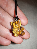 Tiger's Eye Bear Pendant Necklace | Natural Crystal Bear Carving | Lucky Bear Necklace | Silver Tone | #135