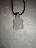 Clear Quartz Turtle Pendant Necklace | Natural Crystal Sea Turtle Carving | Silver Tone | #137