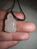 Clear Quartz Turtle Pendant Necklace | Natural Crystal Sea Turtle Carving | Silver Tone | #137