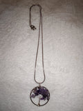 Amethyst Tree of Life Necklace | Wire-Wrapped Gemstone Chip Pendant | Silver Tone | #140