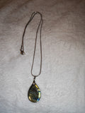 Labradorite Teardrop Pendant Necklace | Flashy Natural Gemstone | Blue & Gold Labradorescence | #141
