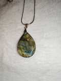 Labradorite Teardrop Pendant Necklace | Flashy Natural Gemstone | Blue & Gold Labradorescence | #141