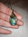 Labradorite Teardrop Pendant Necklace | Flashy Natural Gemstone | Blue & Gold Labradorescence | #141