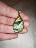 Labradorite Teardrop Pendant Necklace | Flashy Natural Gemstone | Blue & Gold Labradorescence | #141