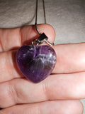 Chevron Amethyst Heart Pendant Necklace | Banded Amethyst Crystal Heart | Natural Gemstone | #142
