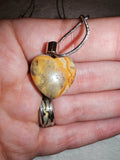 Crazy Lace Agate Heart Pendant Necklace | Natural Banded Agate Heart | Silver Tone | #145
