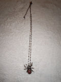 Red Goldstone Spider Pendant Necklace | Gothic Crystal Spider Necklace | Silver Tone | #149
