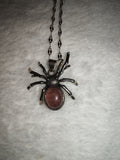 Red Goldstone Spider Pendant Necklace | Gothic Crystal Spider Necklace | Silver Tone | #149