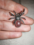 Red Goldstone Spider Pendant Necklace | Gothic Crystal Spider Necklace | Silver Tone | #149