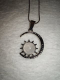 Rose Quartz Moon & Sun Pendant Necklace | Celestial Crystal Necklace | Pink Gemstone Pendant | #154