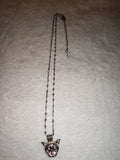 White Moonstone Cat Head Pendant Necklace | Crystal Cat Necklace | Silver Tone | #157