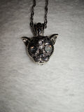 White Moonstone Cat Head Pendant Necklace | Crystal Cat Necklace | Silver Tone | #157