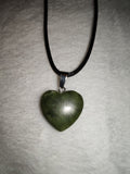 Nephrite Jade Heart Pendant Necklace | Natural Green Jade Crystal Heart | Gift for Her | #158