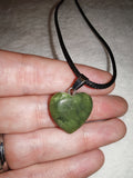 Nephrite Jade Heart Pendant Necklace | Natural Green Jade Crystal Heart | Gift for Her | #158