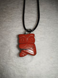 Red Jasper Owl Pendant Necklace | Natural Crystal Owl Carving | Gemstone Animal Necklace | #159