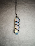 Opalite Wrapped Point Pendant Necklace | Opalite Crystal Hexagonal Point | Wire Wrapped Gemstone | #161