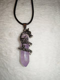 Amethyst Dragon Pendant Necklace | Natural Amethyst Crystal Point | Dragon Wrapped Gemstone | #162