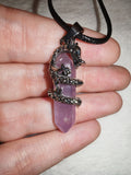 Amethyst Dragon Pendant Necklace | Natural Amethyst Crystal Point | Dragon Wrapped Gemstone | #162