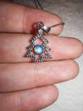 Rainbow Moonstone (White Labradorite) Christmas Tree Pendant Necklace | Blue Flash Crystal | #163