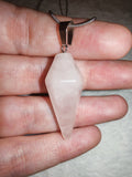 Rose Quartz Double Terminated Hexagonal Point Pendant Necklace Crystal Healing Gift #164