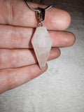 Rose Quartz Double Terminated Hexagonal Point Pendant Necklace Crystal Healing Gift #164