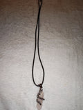 Rose Quartz Dragon Wrapped Double Terminated Point Pendant Necklace Crystal Healing Gift #165