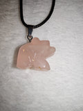 Rose Quartz Bear Pendant Necklace Natural Crystal Gemstone Animal Gift #167